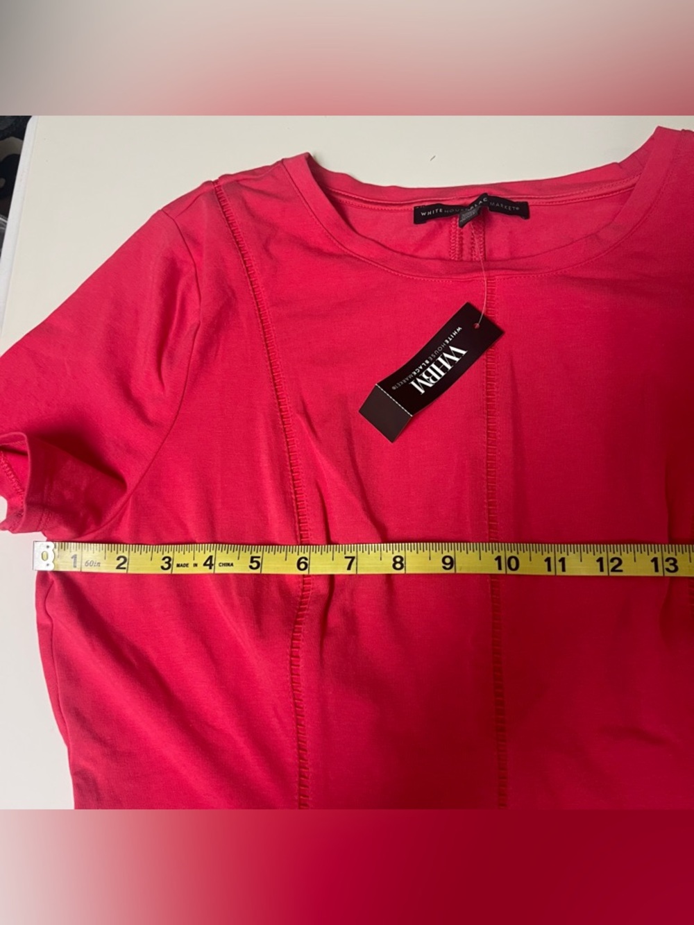 White House Black Market Top Short Sleeves Seam Details Bright Pink Womens Large - Picture 5 of 10